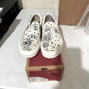 Vans slip-on u color tattoo white skate shoes